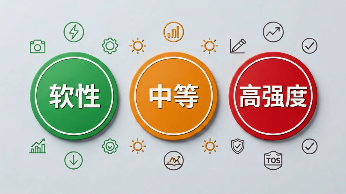成人视频内容分级标注示意图，展示三种分级标签的颜色与文字设计方案